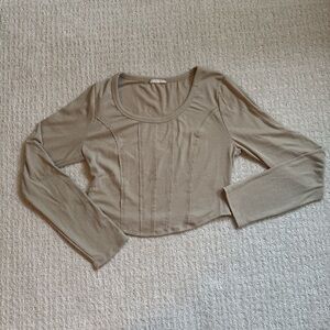 Altar'd State Taupe Long Sleeve Top